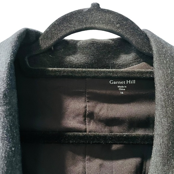 Garnet Hill Knit Relaxed Dark Grey Heathered Blazer Pockets Women's Size 16 - Picture 2 of 6